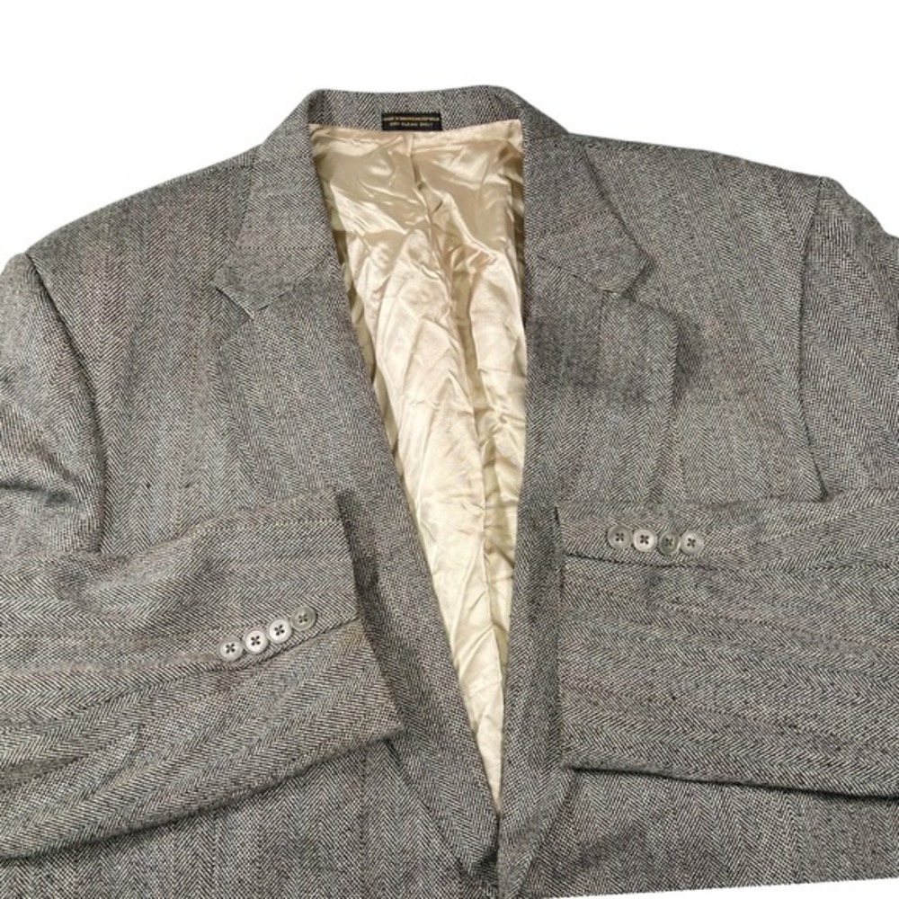 Andhurst 44R Gray Herringbone Wool Silk Blazer Windowpane Sport Coat Academia‎